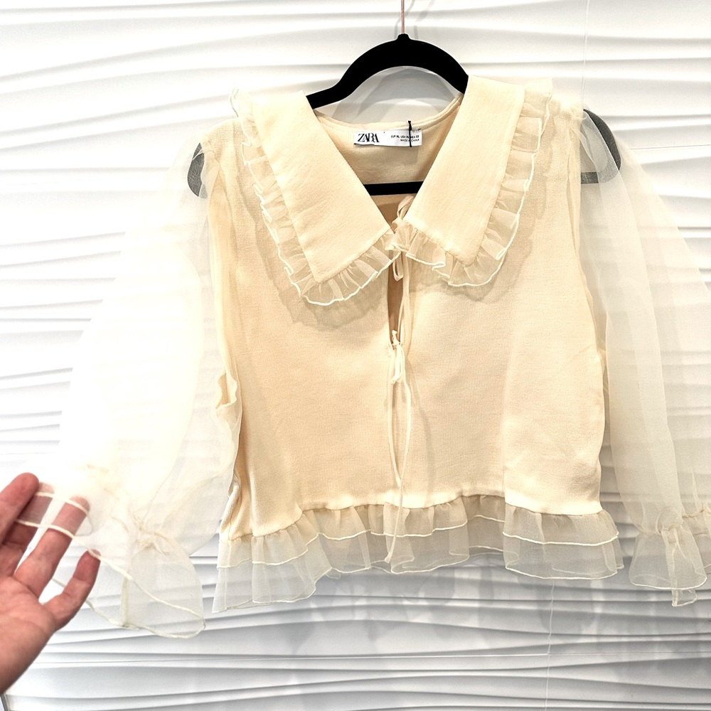 NWT Rare Zara Combination Knit and organza Top - Picture 12 of 13